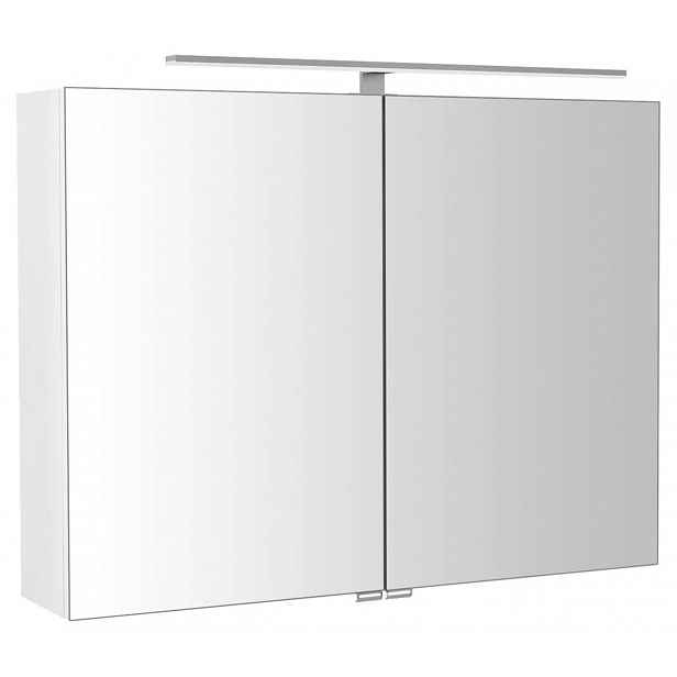 Sapho Riwa - Zrcadlová skříňka s LED osvětlením, 81x70x17 cm, 2 dvířka, lesklá bílá RIW080-0030