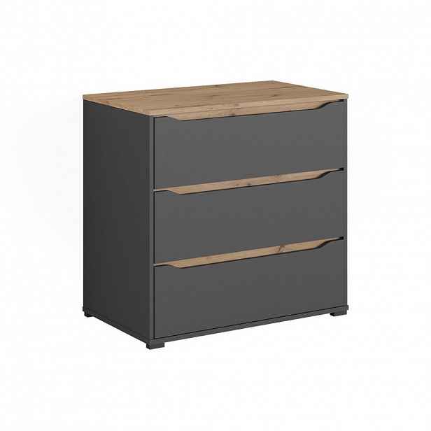 Vicco KREDENC Ruben, Antracit/Řemeslný dub, 80 x 76.6 cm se 3 zásuvkami