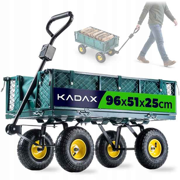 Zahradní Vozík 300 Kg Přepravní Přívěs Kolečko 3v1 Plachta Kola Velká
