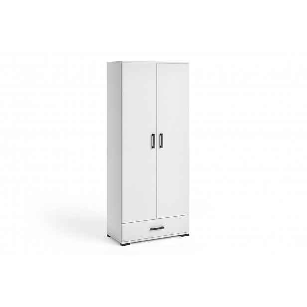 Vysoká dvoudveřová skříň 80 cm KLENRI - bílá