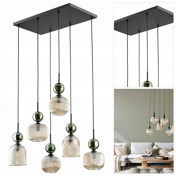 Zelená závěsná lampa Sophia glamour nastavitelná v pracovně Tk Lighting
