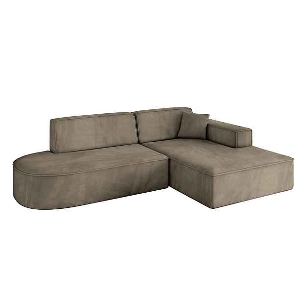 ALTDECOR ROHOVÁ SEDAČKA s otomanem, pravá IREA-L1-v4 232x165x77 Hnědá Velur