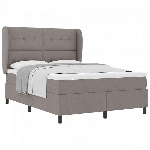 vidaXL Postel s boxspringem s čelo Taupe 140 x 200 cm textil