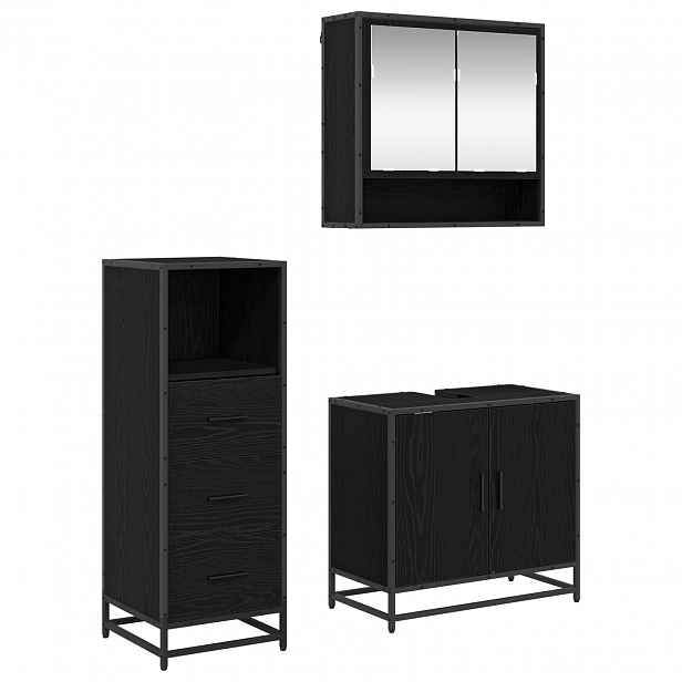 vidaXL Sada koupelnového nábytku 3 ks Černý dub 65 x 33 x 60 cm