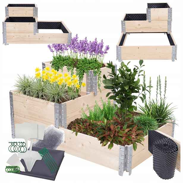 Kaskádový vyvýšený záhon s nastavitelnou impregnací Fólie Kbelíky 60x120x80