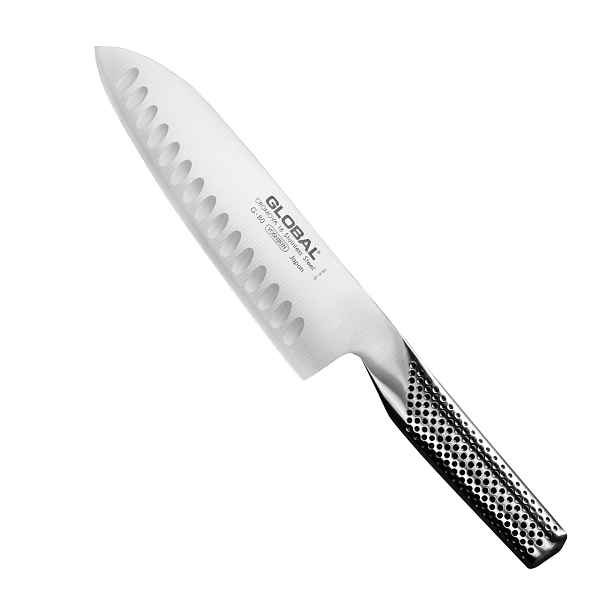 Nůž santoku Global G-80 18 cm rýhovaný Cromova 18 Japonsko