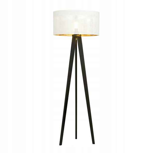 Podlahová lampa Aston bílo-zlatá 150 cm s stínítkem, E27