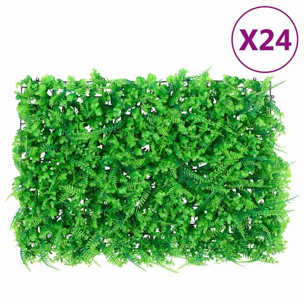 vidaXL Umělý plot s listy kapradiny 24 ks zelený 40 x 60 cm
