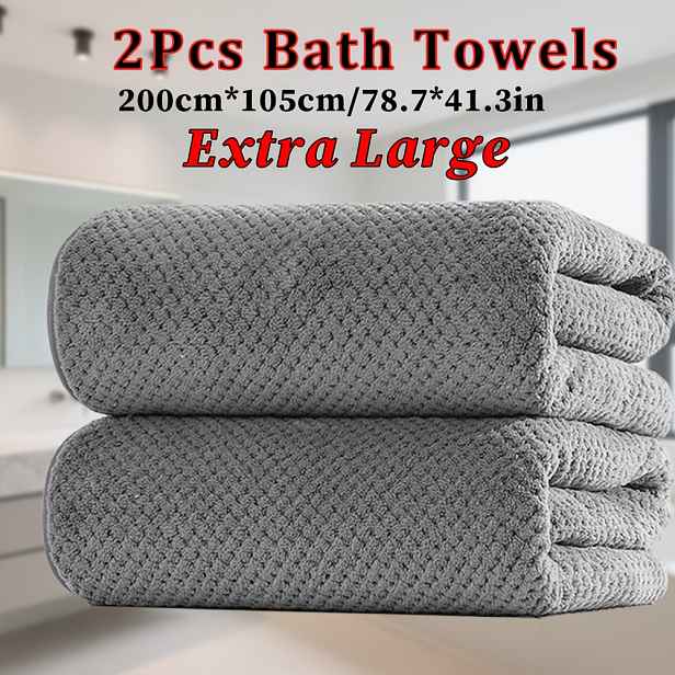 TEMU Sada 2 ks extra velkých osušek, 2 ks extra velkých ručníků do koupelny 200 cm x 105 cm/78,7 x 41,3 palce, ananasový kostkovaný , mikrovláknový