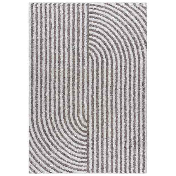 Koberec do obývacího pokoje béžový 200x300 cm, geometrické oblouky, moderní, měkký