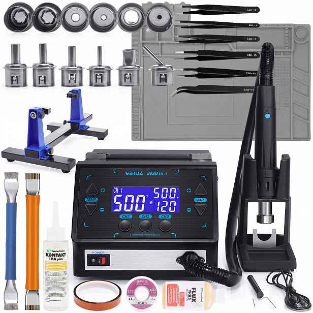 Hotair Pájecí Stanice Yihua 993DM-II 1100W Servisní Sada Bga Mata Esd