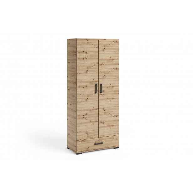 Vysoká dvoudveřová skříň 80 cm KLENRI - dub artisan