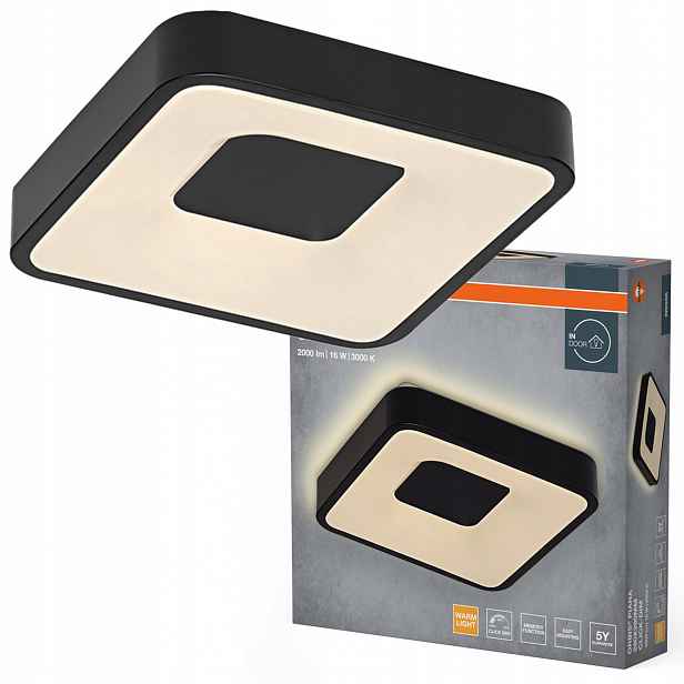 Stropní Svítidlo Led nástěnné svítidlo 16W 1000lm 3000K Teplá černá Orbis Osram