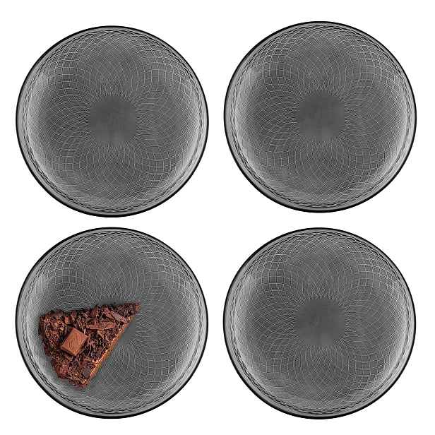 Dezertní Talíře 4 Ks 17,4 CM, Skleněné, Tmavé, Geometrické
