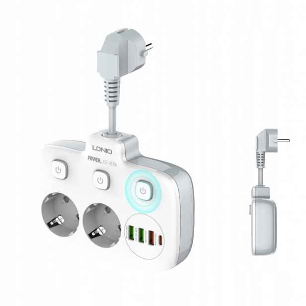 Zásuvka Rozbočka Čtyřnásobný Vypínač 2 Usb QC3.0 Pd