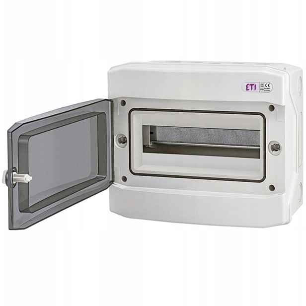 Modulární rozvaděč 1x12 Na omítku Transparentní IP65 1500V DC Bílá Eti