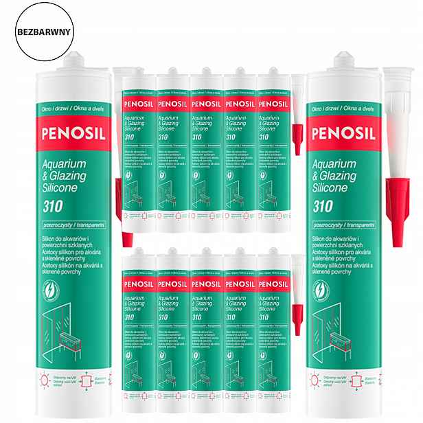 12 x Silikon Pro Sklářský Skleník Penosil Plexy trvale pružný Bezbarvý
