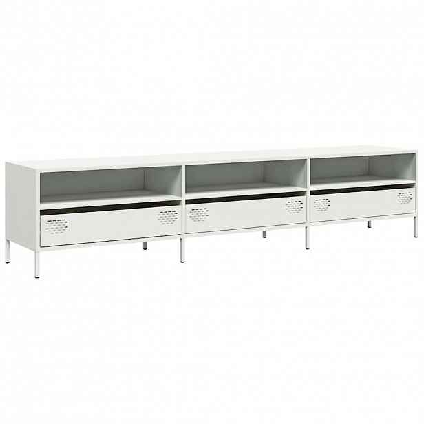 vidaXL TV skříňka bílá 202 x 39 x 43,5 cm ocel válcovaná za studena