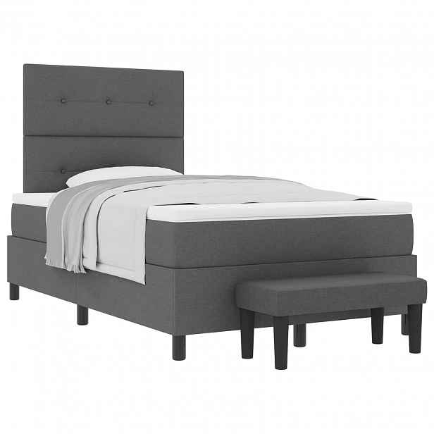 vidaXL Postel s boxspringem s čelo Tmavě šedá 120 x 190 cm textil