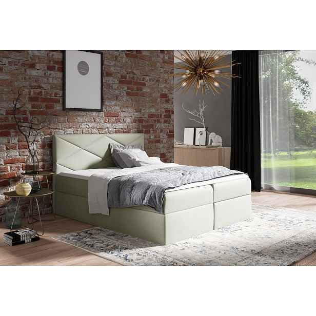 Čalouněná postel ZOE - 200x200, béžová 2 + topper ZDARMA
