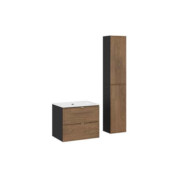 Comad Koupelnová sestava se zápustným umyvadlem a skříňkami Talia Casella Sky 60 cm černý mat/dub casella
