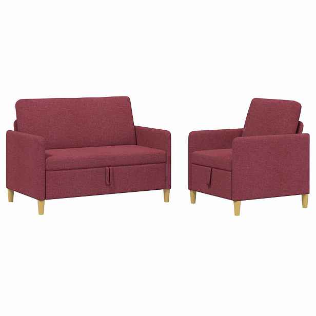 vidaXL Sedačka se storage 2 ks Víno Červené Polyester