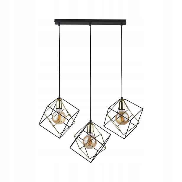 Závěsná lampa Alambre Černá Zlatá 3xE27 Moderní Designové Elegantní