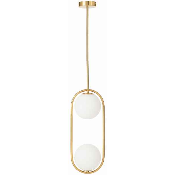 Závěsná lampa Milano Ring zlatá dvojitá mléčné koule