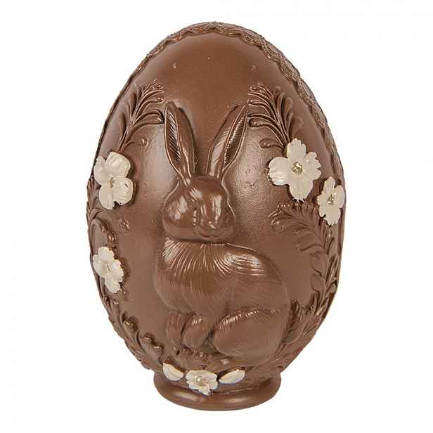 Čoko vajíčko s králíčkem a květy Happy Easter - Ø 9*13 cm Clayre & Eef