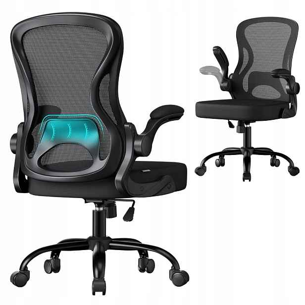 Kancelářské Křeslo Otočné ergonomické křeslo černé nastavitelné herní