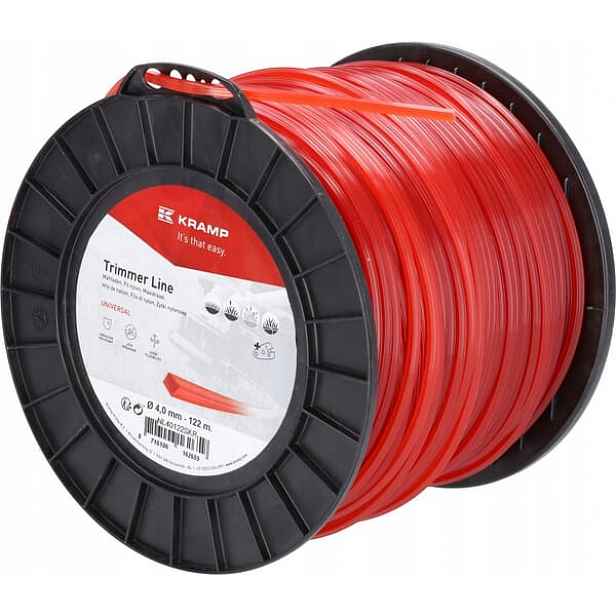 Žací struna Ø 4 mm 122 m čtvercová červená Kramp NL40122SKR