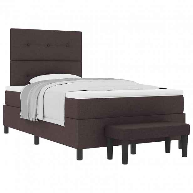 vidaXL Postel s boxspringem s čelo Tmavě hnědá 120 x 190 cm textil