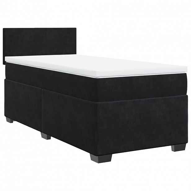 vidaXL Box spring postel s matrací černá 90x200 cm samet