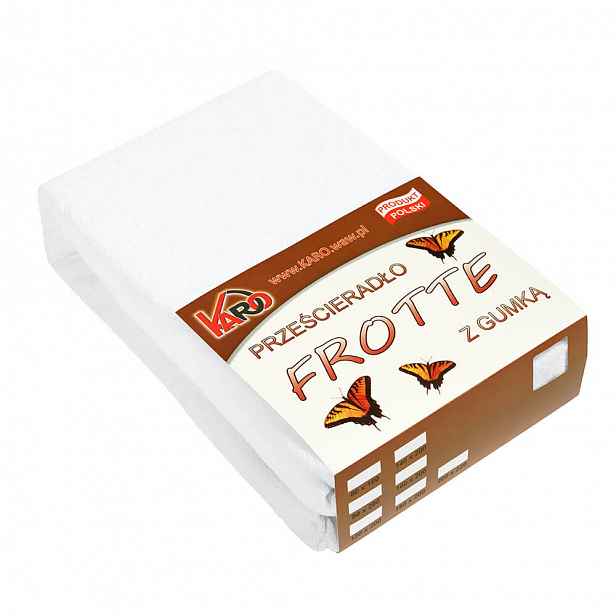 Froté prostěradlo s gumou 200x220 bílé Karo