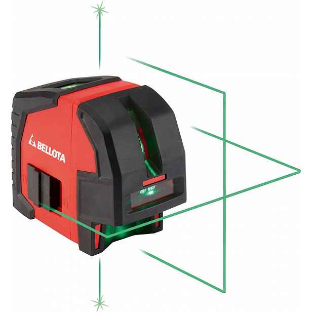 Laser Bellota křížový zelený 30 m, 1/4" 2 roviny, na baterie