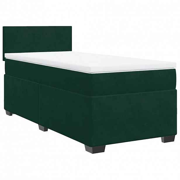 vidaXL Box spring postel s matrací tmavě zelená 90x200 cm samet