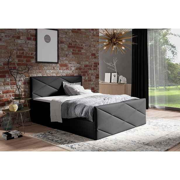 Čalouněná postel ZOE LUX - 120x200, černá + topper ZDARMA