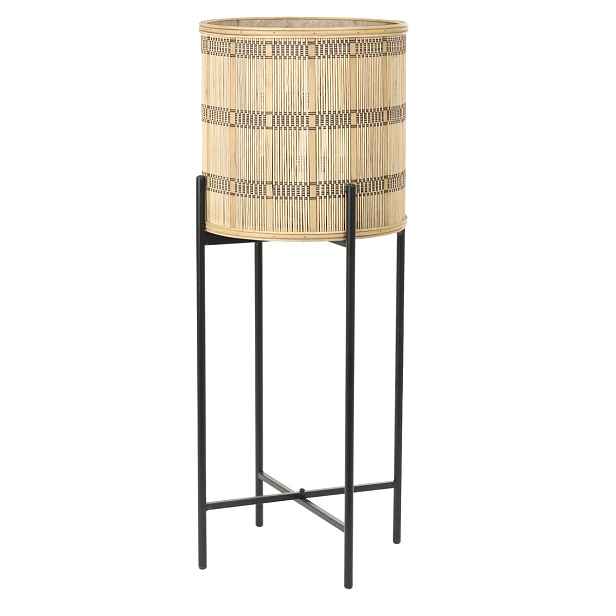Přírodní dřevěný květináč s výpletem na nožkách Corazo - Ø 31*82cm Light & Living