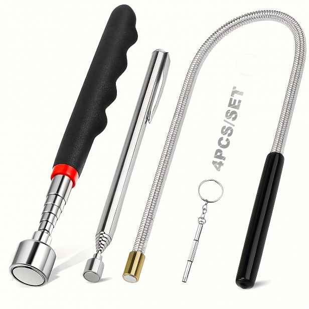 TEMU Sada 4 magnetických zvedáků, teleskopická flexibilní sada dlouhých magnetů s nosností 1, a velkou sací 16 lb, magnetický zvedák s dlouhým 42 cm,