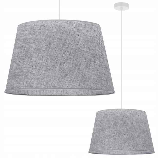 Závěsné Stropní Svítidlo Lustr Šedý Lněný Boho Stínidlo Kuželové 44 CM E27