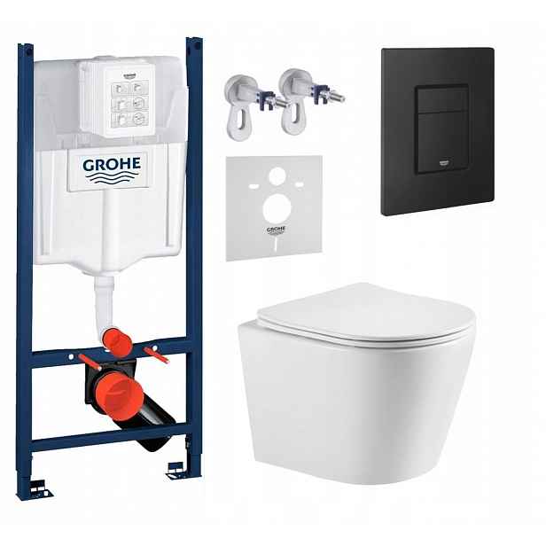 Wc sada Grohe s mísou Imprese Elanta tlačítkem černá matná Fresh
