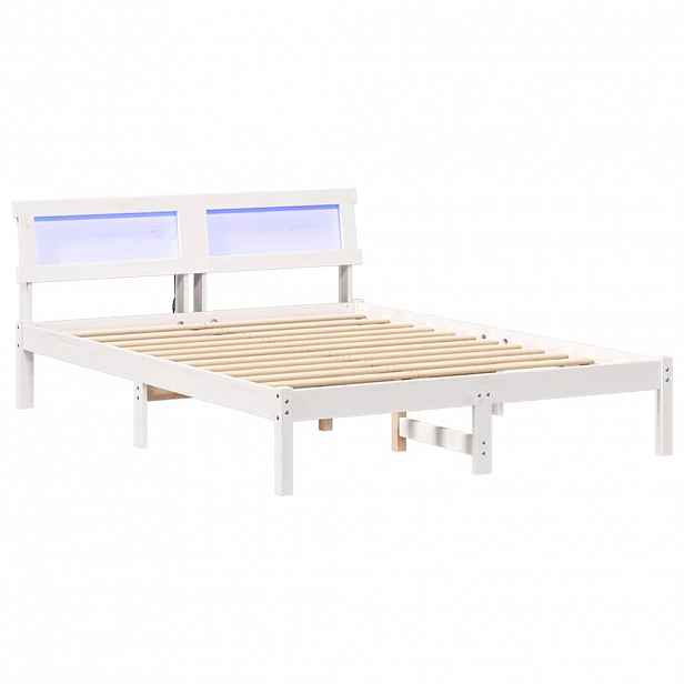 vidaXL Rám postele s čelo Bílá 135 x 190 cm Masivní borové dřevo