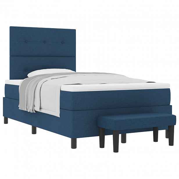 vidaXL Postel s boxspringem s čelo Modrá 120 x 190 cm textil