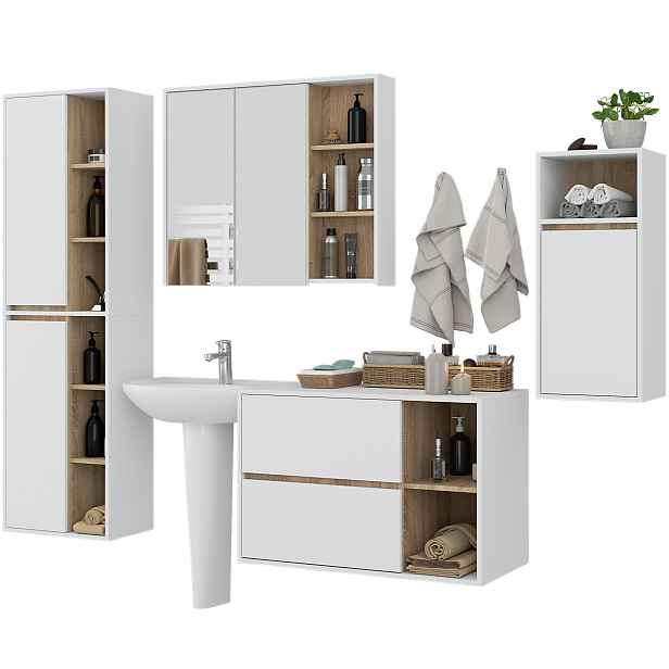 Ak furniture Koupelnová sestava VAMI bílá/dub sonoma