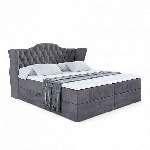 ALTDECOR AMERICKÁ postel s matrací H4 a roštem – VILA – 200 x 200 cm – H4 – tmavě šedá