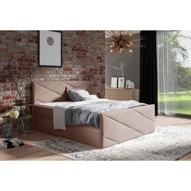 Čalouněná postel ZOE LUX - 120x200, hnědá + topper ZDARMA