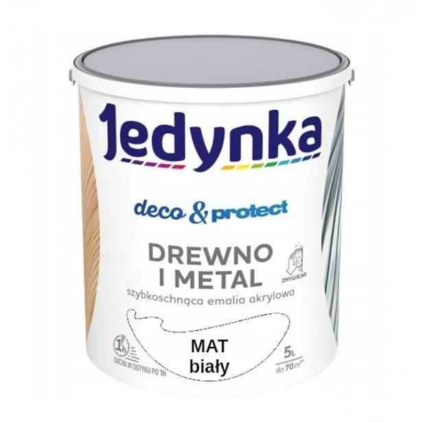 Jedynka rychleschnoucí akrylová smaltovaná barva Deco&protect 5L bílá matná