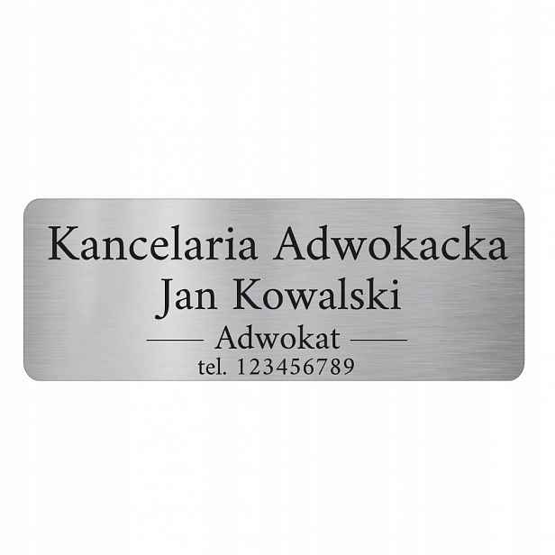Tabulka Advokátní kancelář z Laminátu Vlastní gravírování Stříbrná