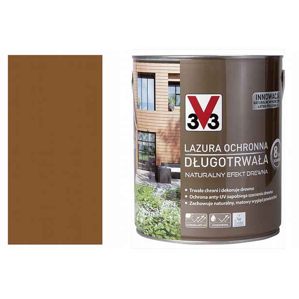 V33 Ochranná Lazura Dlouhotrvající 8 Let mahagon 0,75 l