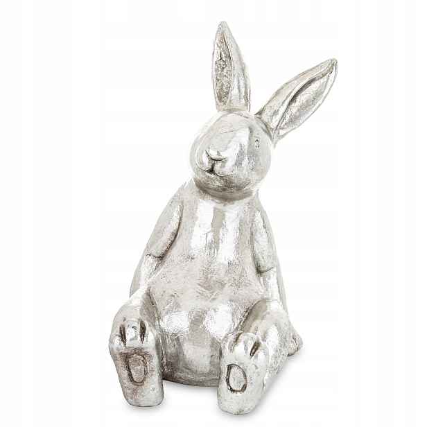 Figurka králíka stříbrného umělá 39 Cm